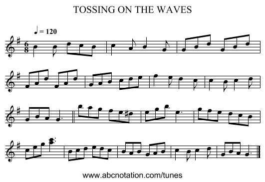 TOSSING ON THE WAVES - staff notation