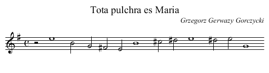 Tota pulchra es Maria - staff notation
