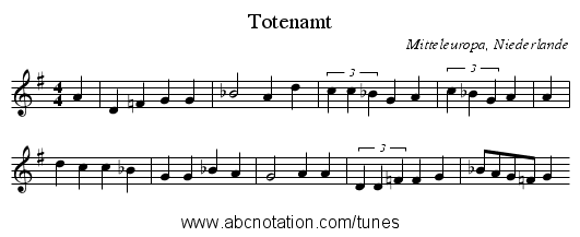 Totenamt - staff notation