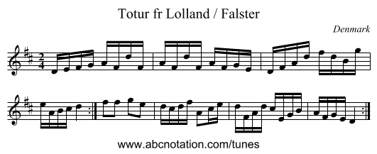 Totur fr Lolland / Falster - staff notation