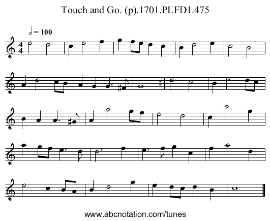 Touch and Go. (p).1701.PLFD1.475 - staff notation