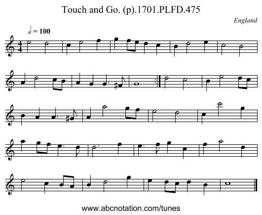 Touch and Go. (p).1701.PLFD.475 - staff notation