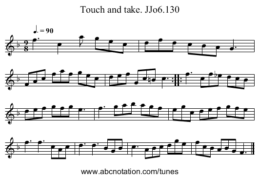 Touch and take. JJo6.130 - staff notation