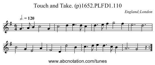 Touch and Take. (p)1652.PLFD1.110 - staff notation