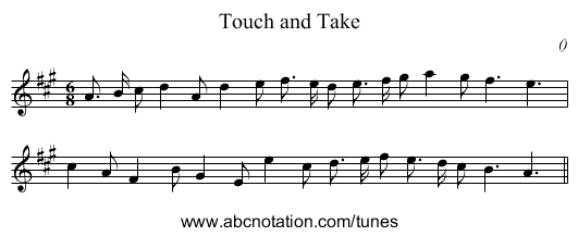 Touch and Take - staff notation