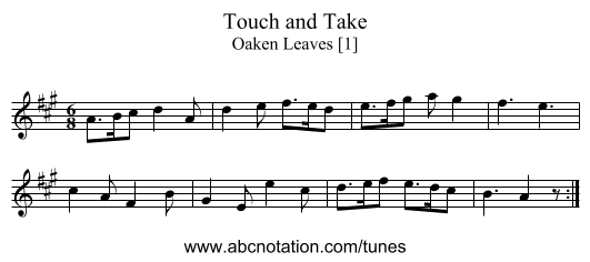 Touch and Take - staff notation