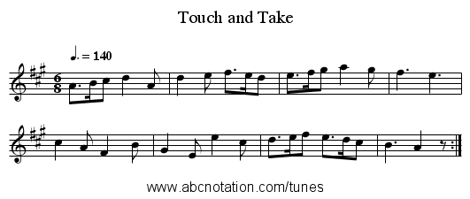 Touch and Take - staff notation
