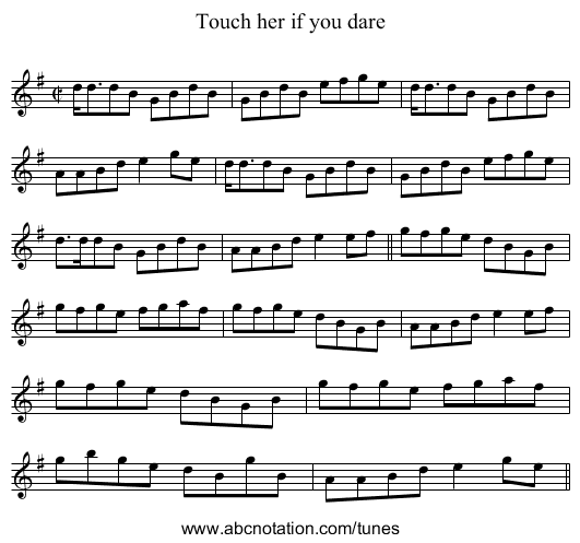Touch her if you dare - staff notation
