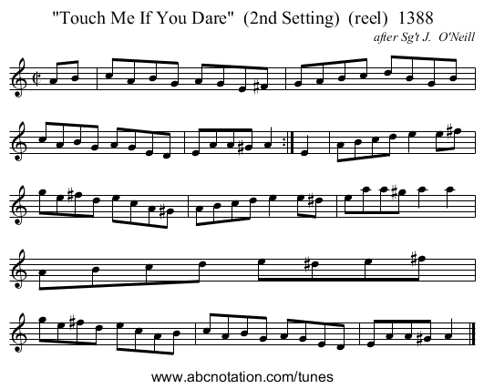 Touch Me If You Dare  (2nd Setting)  (reel)  1388 - staff notation