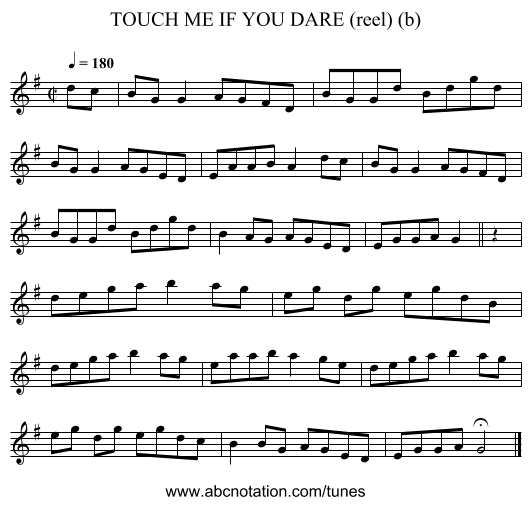 TOUCH ME IF YOU DARE (reel) (b) - staff notation