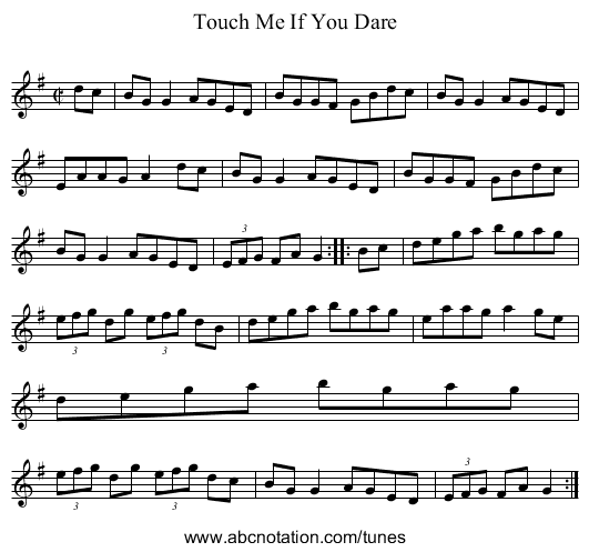 Touch Me If You Dare - staff notation