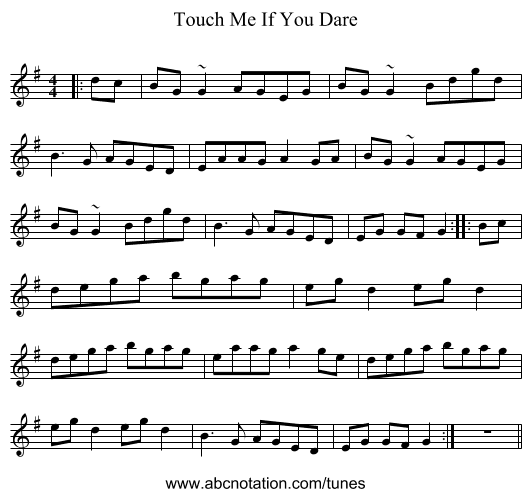 Touch Me If You Dare - staff notation