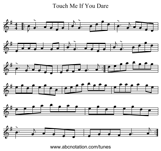 Touch Me If You Dare - staff notation