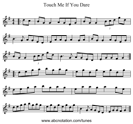 Touch Me If You Dare - staff notation