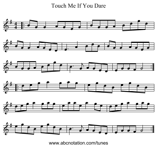 Touch Me If You Dare - staff notation
