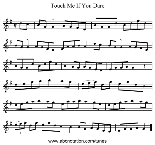Touch Me If You Dare - staff notation
