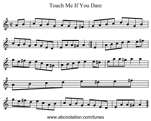 Touch Me If You Dare - staff notation