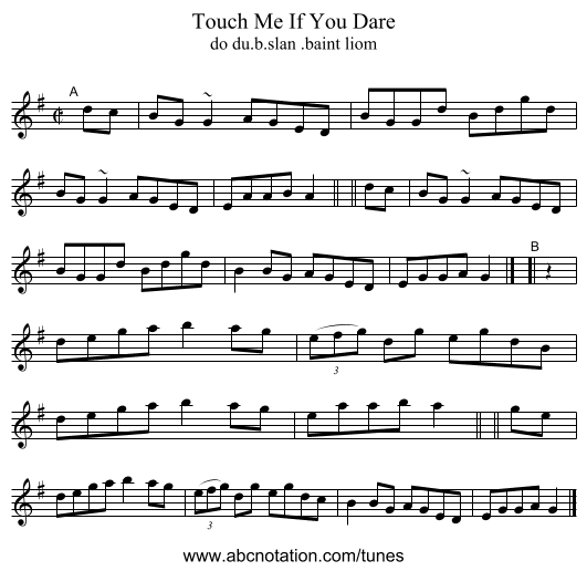 Touch Me If You Dare - staff notation