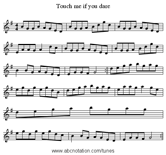 Touch me if you dare - staff notation