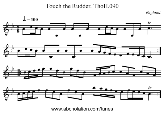 Touch the Rudder. ThoH.090 - staff notation