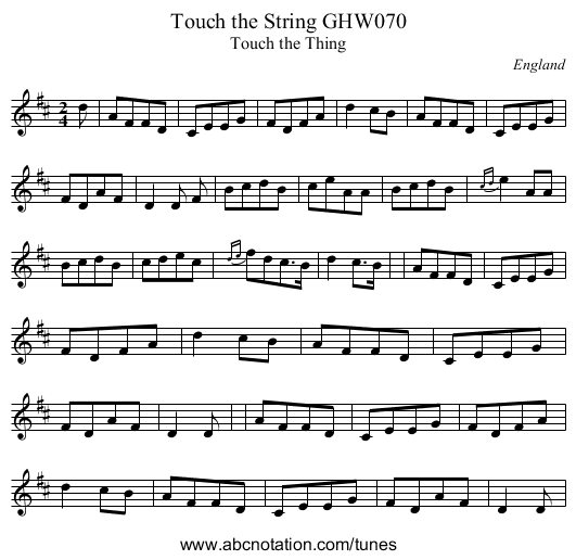 Touch the String GHW070 - staff notation