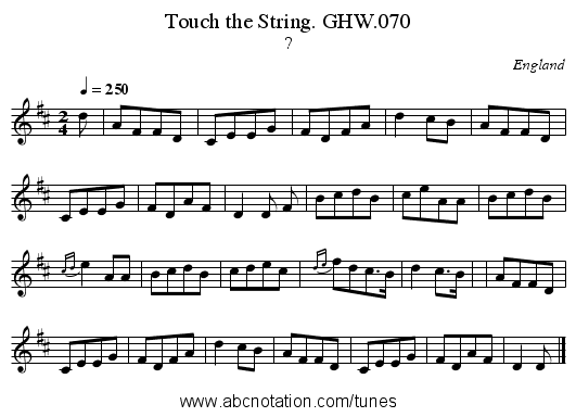 Touch the String. GHW.070 - staff notation