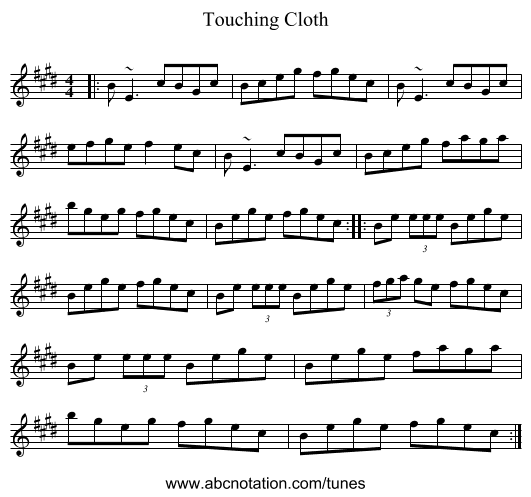 Touching Cloth - staff notation