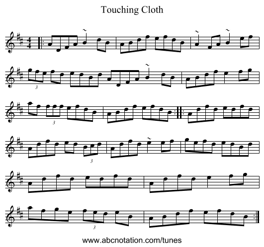 Touching Cloth - staff notation