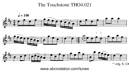 Touchstone THO4.021, The - staff notation