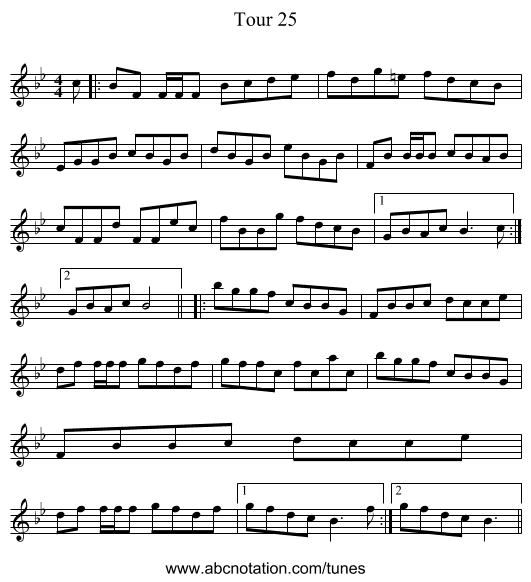 Tour 25 - staff notation