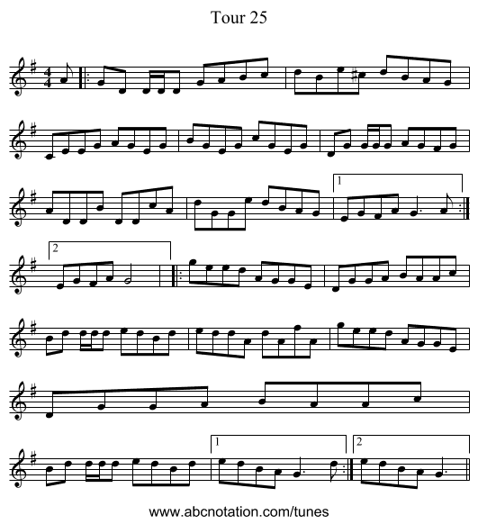 Tour 25 - staff notation