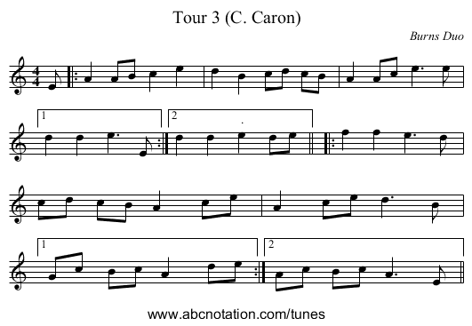 Tour 3 (C. Caron) - staff notation