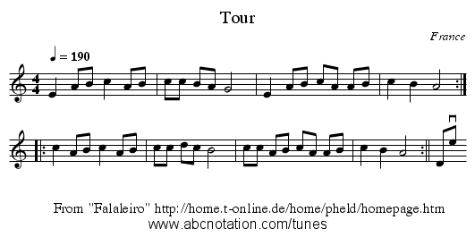 Tour - staff notation