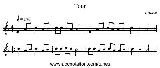 Tour - staff notation