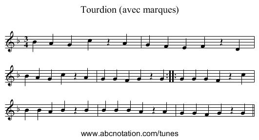 Tourdion (avec marques) - staff notation