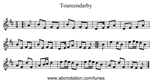 Toureendarby - staff notation