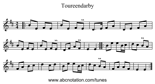 Toureendarby - staff notation