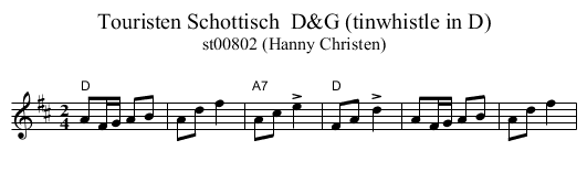Touristen Schottisch  D&G (tinwhistle in D) - staff notation