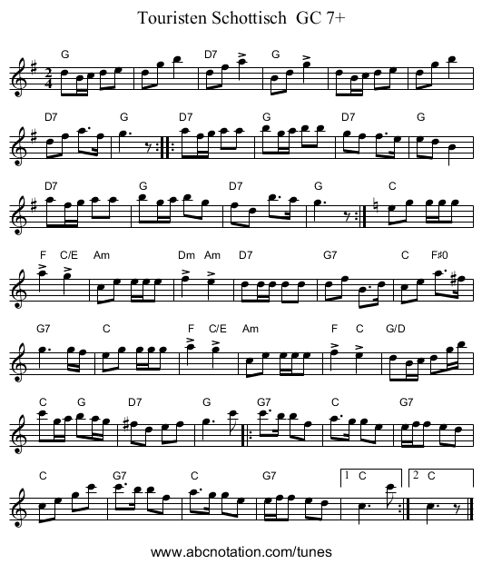 Touristen Schottisch GC 7+ - staff notation