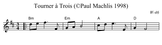 Tourner à Trois (©Paul Machlis 1998) - staff notation