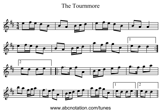 Tournmore, The - staff notation