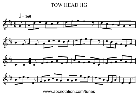 TOW HEAD JIG - staff notation