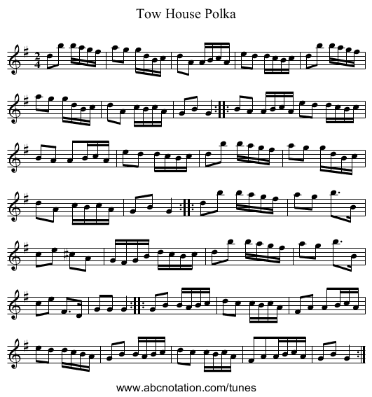 Tow House Polka - staff notation
