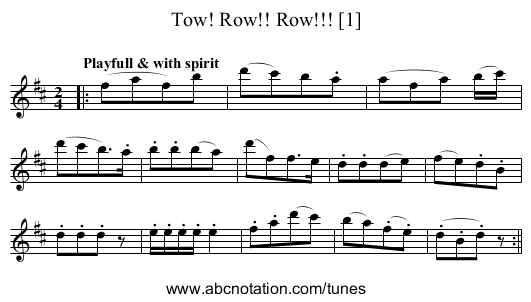 Tow! Row!! Row!!! [1] - staff notation
