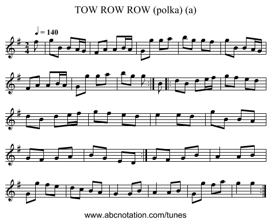TOW ROW ROW (polka) (a) - staff notation