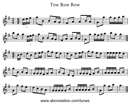 Tow Row Row - staff notation