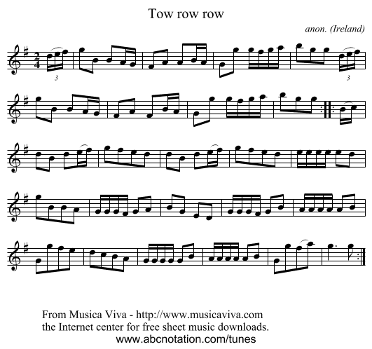 Tow row row - staff notation