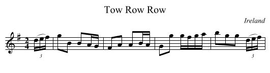 Tow Row Row - staff notation