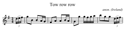 Tow row row - staff notation