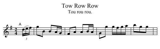 Tow Row Row - staff notation